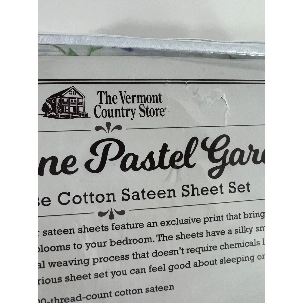 The Vermont Country Store Ella Simone Pastel Garden Sheet Set Queen Floral HTF